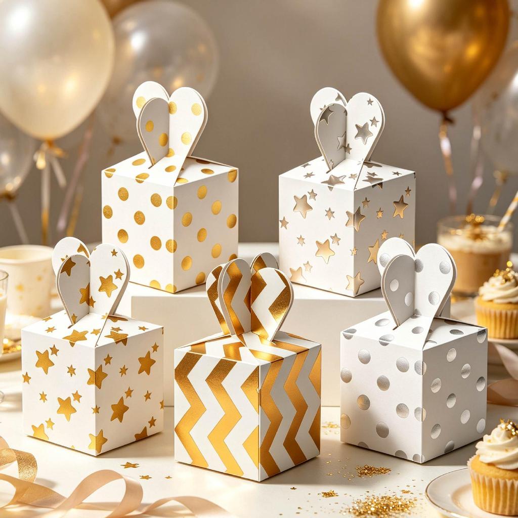 European Gold Stamped Square Candy Box - Wedding Party Favor
