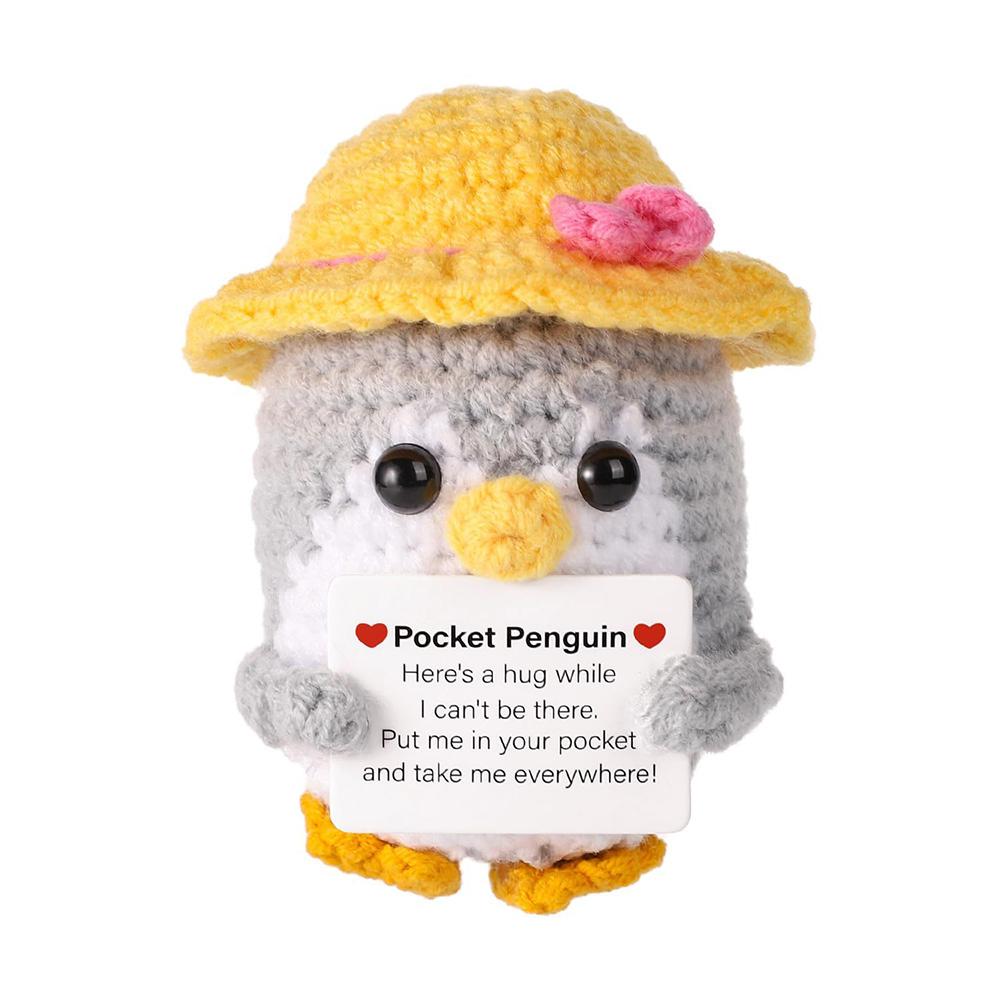 New Crochet Flower Penguin Doll Decoration Desk Accessories Kawaii Positive Energy Pengniu Doll Home Room Decor Christmas Gift