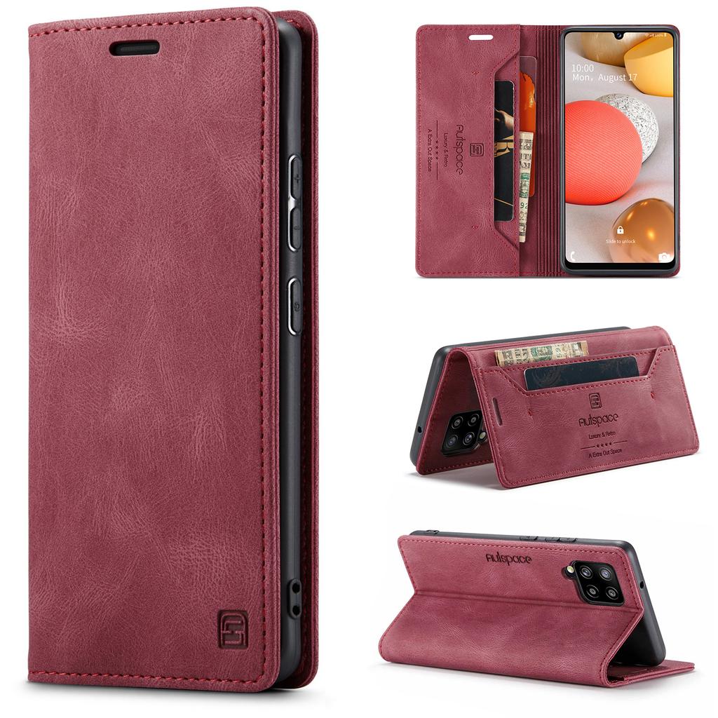 For Samsung Galaxy M42 5G/Galaxy A42 5G Wallet Case AUTSPACE A01 Leather Stand Cover with RFID Blocking Card Holder
