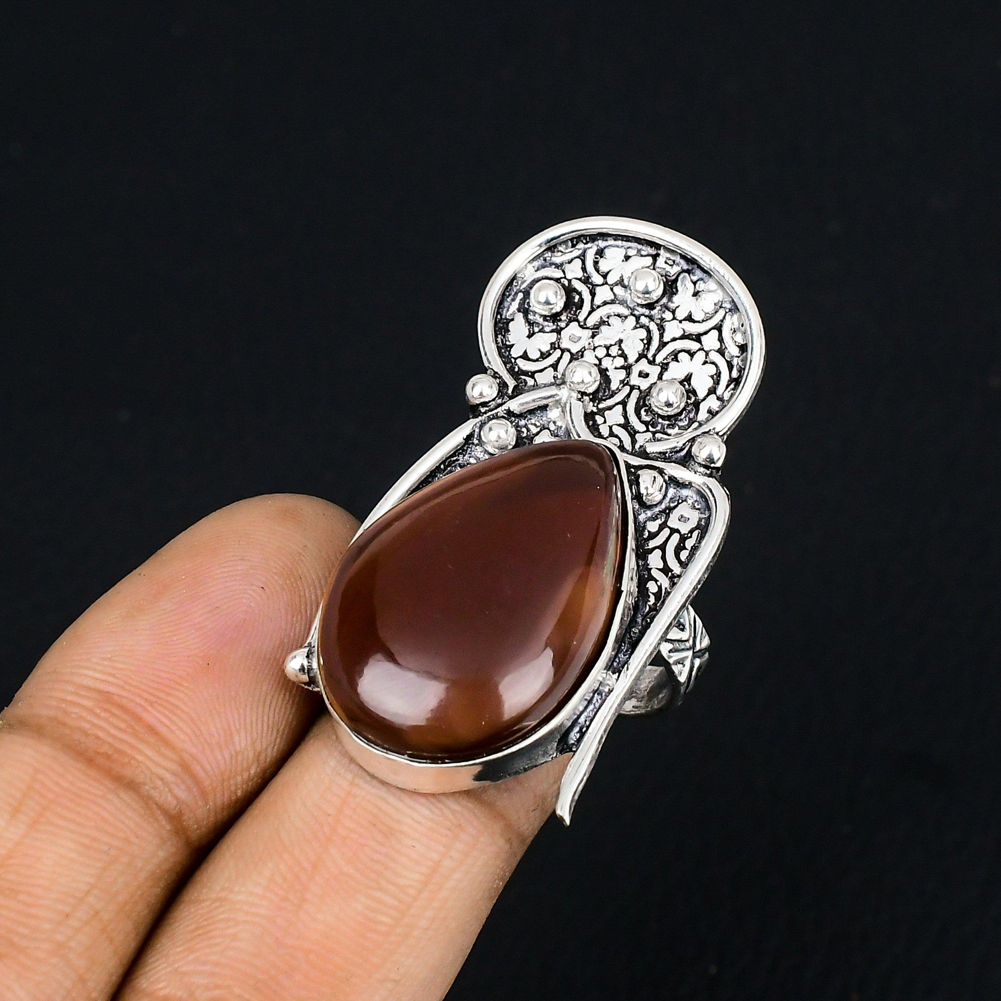 Birthday Gift For Her Natural Mookaite Gemstone Statement Ring Size 7 925 Silver 7