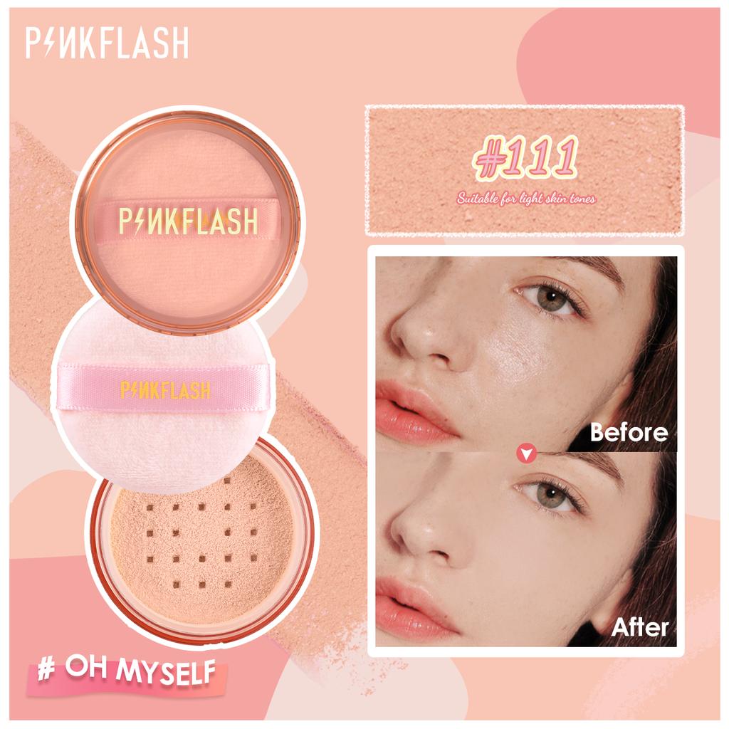PINKFLASH 3 Color Loose Powder Full Coverage Face Powder Waterproof Oil-control Matte Setting Finish Powder Makeup Profession Womens Cosmetics