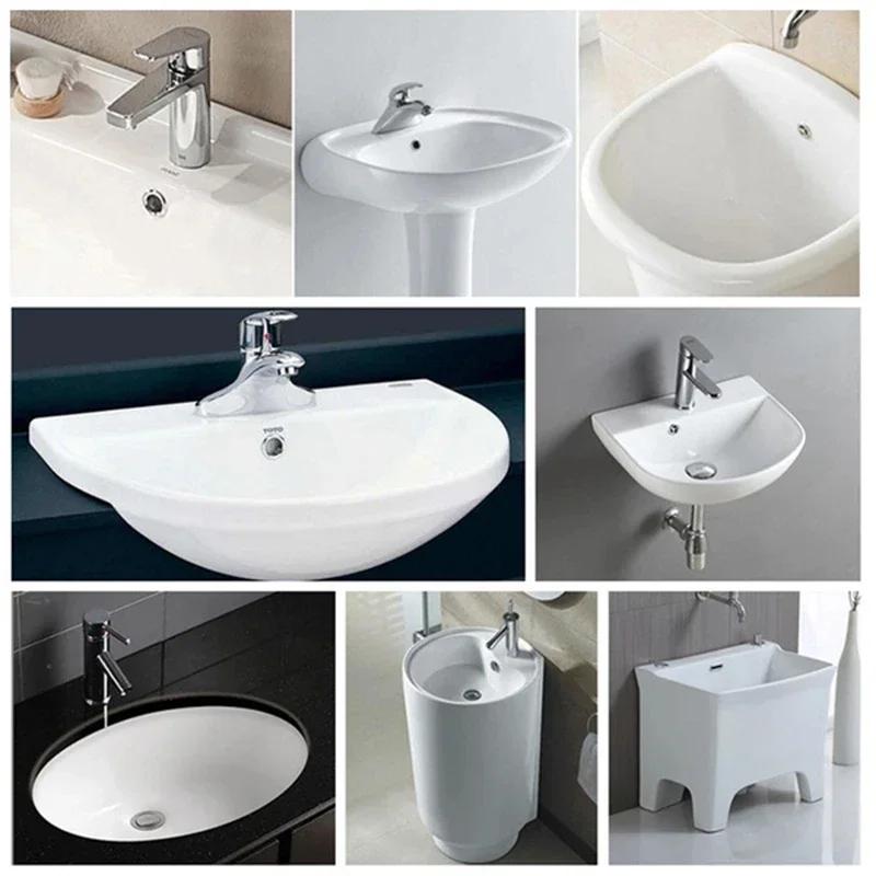 Sink Overflow Ring Drain Cover Replacement Bathroom Kitchen Sink Wash Basin Trim Overflow Cover Hole Insert Round Caps