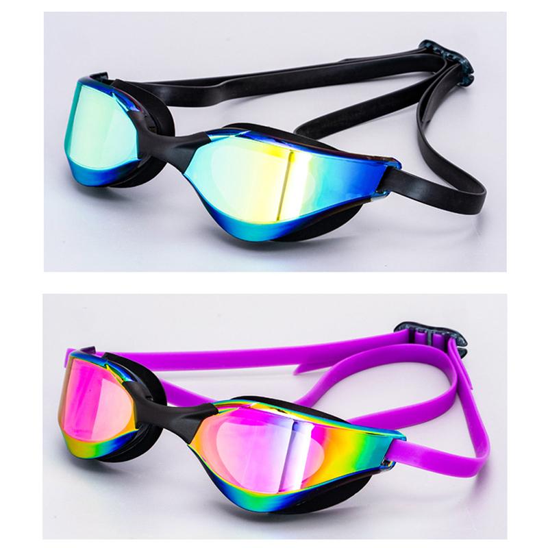 Professional Adult Swim Goggles Waterproof Fog-Proof Racing Goggles Men Women Cool Silver Plated Swimming Equip