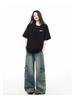 Japanese Minimalist Women's TU Print Cotton T-Shirt - Loose Short Sleeve, Round Neck, Trendy and Versatile Summer Top