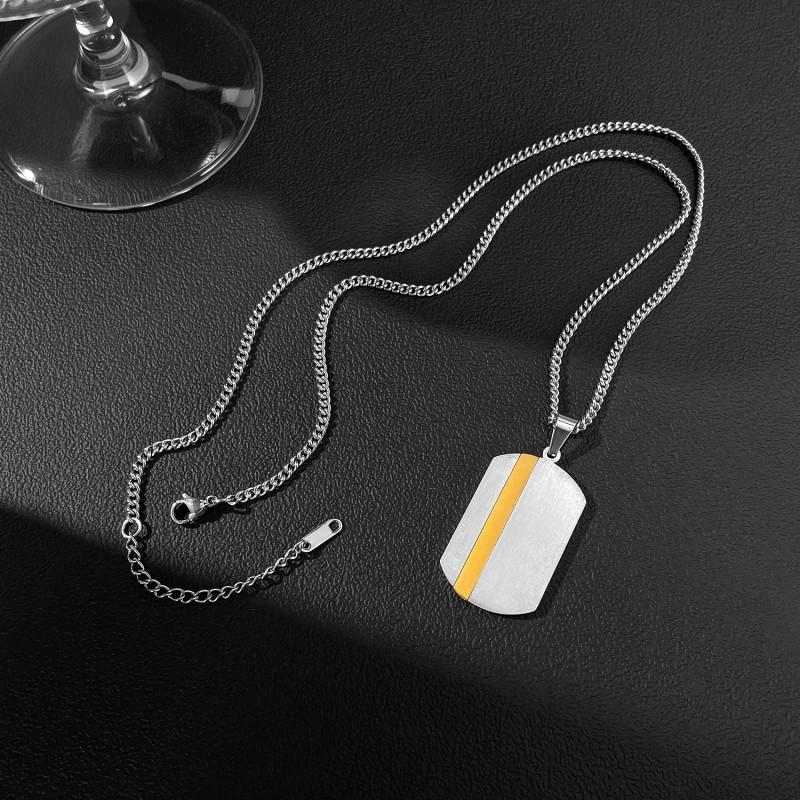 Men's Stainless Steel Necklace Fashionable Simple Versatile Trendy Military Brand Pendant Titanium Accessory