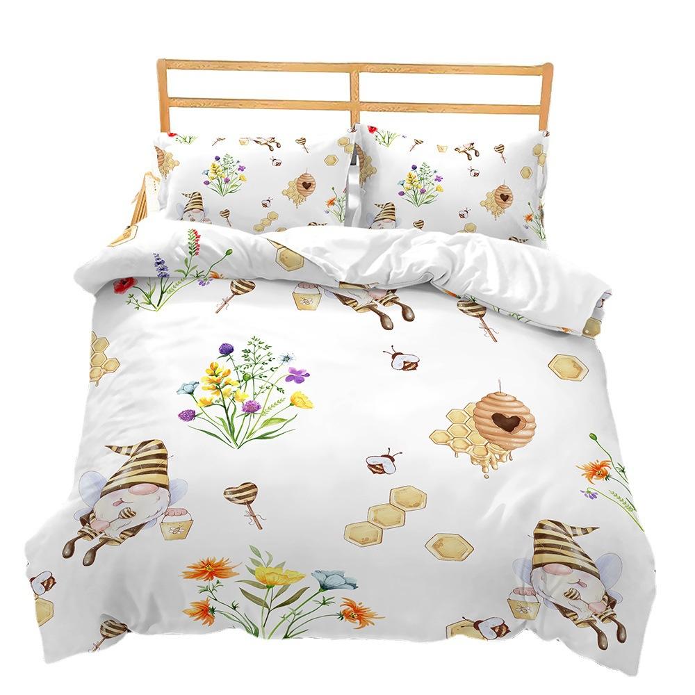Honey Villain Illustration Digital Printing Quilt Set Three-Piece Set Two-Piece Set