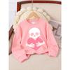 Kids Sweatshirt Crewneck Sweatshirt | Skull Holding Pink Heart with Bones, Machine Washable, Spring and Autumn, Sportswear and Casual Wear