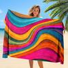 1pc Tropical Rainbow Wave Beach Towel,Extra Large,Ideal for Beach Pool Camping Travel,Coastal Essential & Bright Poolside Gear