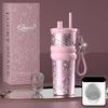 710ml Travel Thermos with Straw and Leak-Proof Lid Stainless Steel Metal Water Bottle for Hot and Cold Coffee Drinks