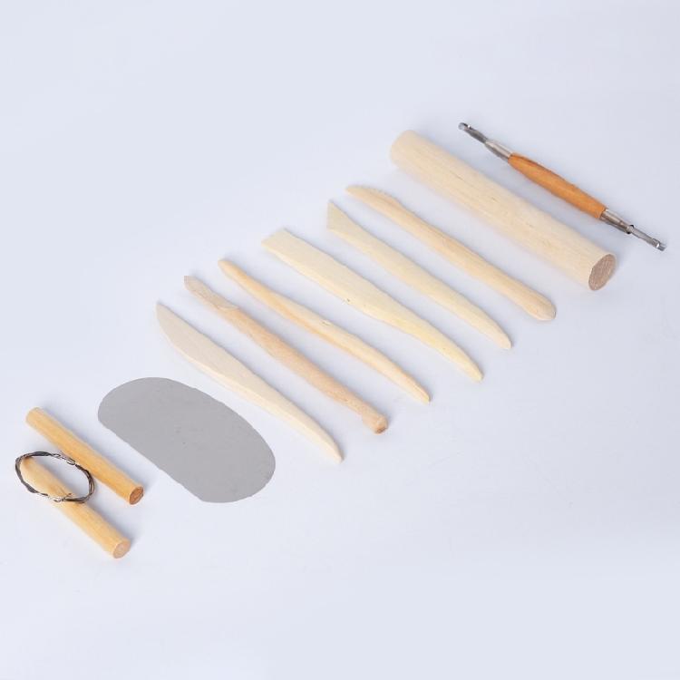 Wood Handle Clay Scraping Tools 10 Piece Pottery Shaping Tool with Wire Cutter Circular Trimming Tool for Clay Sculpting