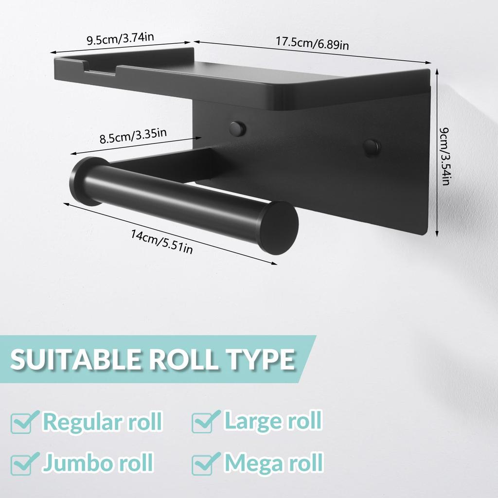 Toilet Paper Holder Wall-mounted Bath Roll Holder With Mobile Phone Shelf Toilet Paper Holder for Bathroom And Kitchen