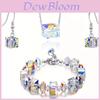Ensemble Collier et Boucles d'Oreilles Cristal Géométrique Couleur Aurore Pour la Mode Féminine