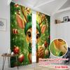 2pcs,2D plane printing Window Curtain Cute Christmas Reindeer Holiday Cheer (3) 100% Polyester (without rod) Holiday Use for
