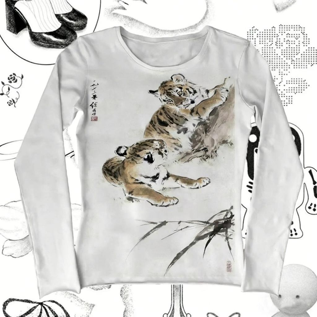 KOSY Gothic Emo Damen Cropped Harajuku Grafik T-Shirts Langarm Trashy Y2k 2000er