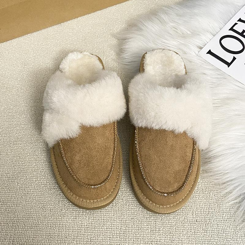 

Mao Mao slippers 2025 women s outer wear advanced feeling comfortable simple lightweight casual plush bag head drag winter slippers 40 малиновий