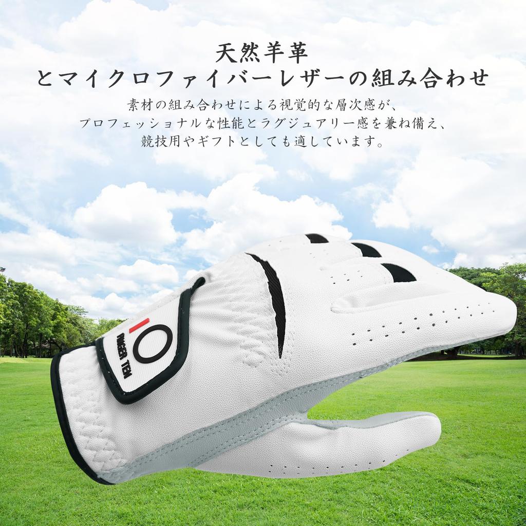 Golf Gloves Men's Natural Sheep Leather (Palm)/Synthetic Leather (Back of
