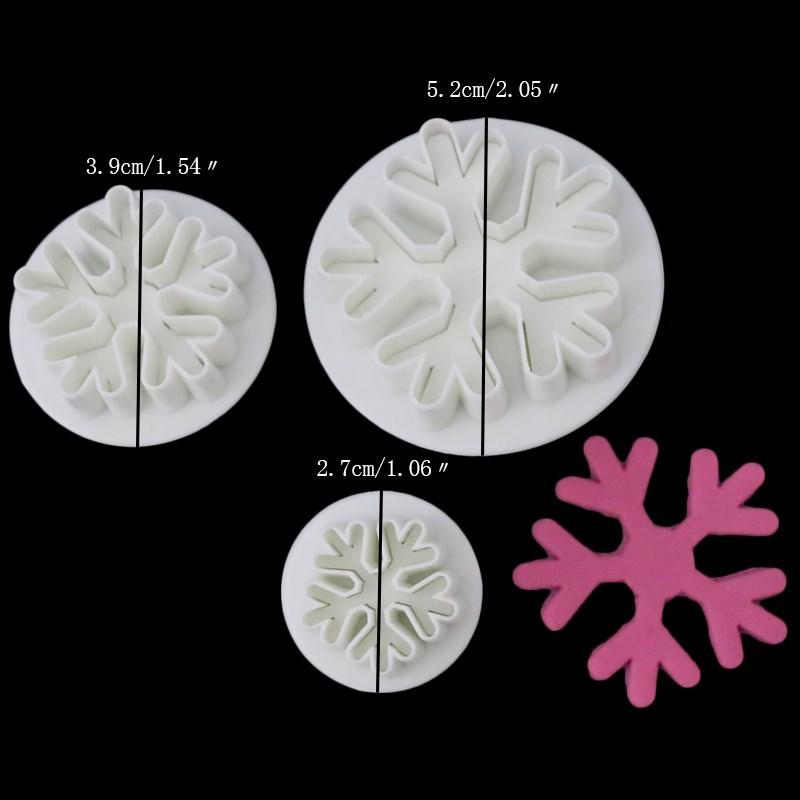 3pcs/set Snowflake Plunger Cutter Mold Fondant Cake Decoration Mould Sugar Clay Crafts Baking Tools Christmas Party Kitchen Tool