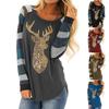 Festive Womens Christmas Tops With Sparkling Sequin Reindeer Long Sleeve Design