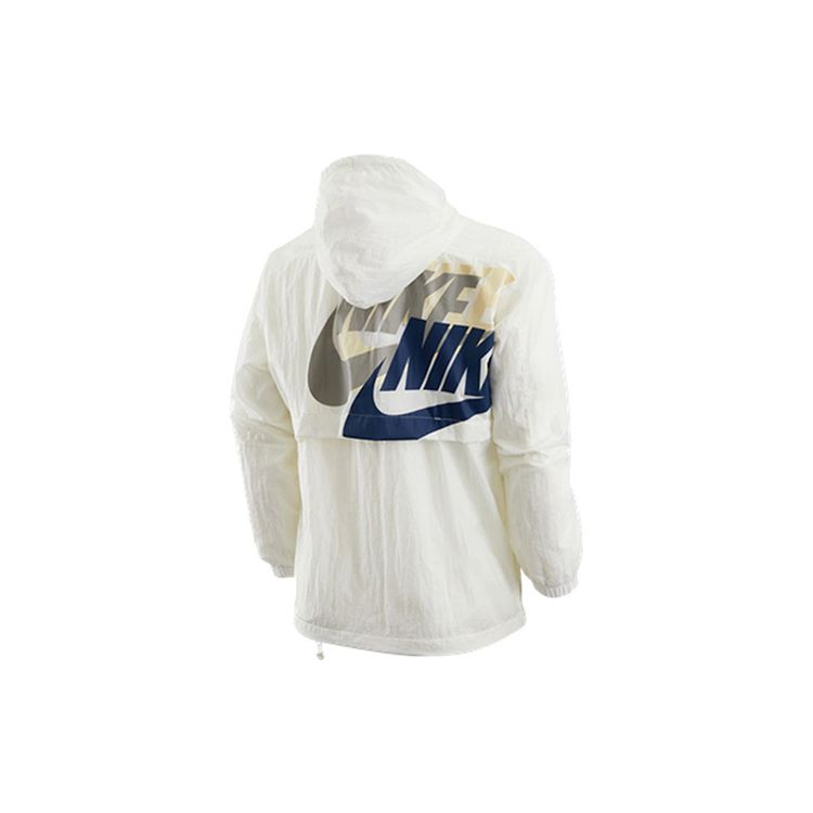 Nike Herren Sportbekleidung Logo Grafik Kapuzenjacke Gewebt Weiß DV3313-133