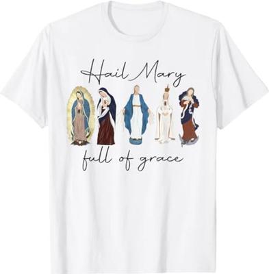 Ave Maria Piena di Grazia, Santa Vergine Maria, Maglietta con Versetto Biblico