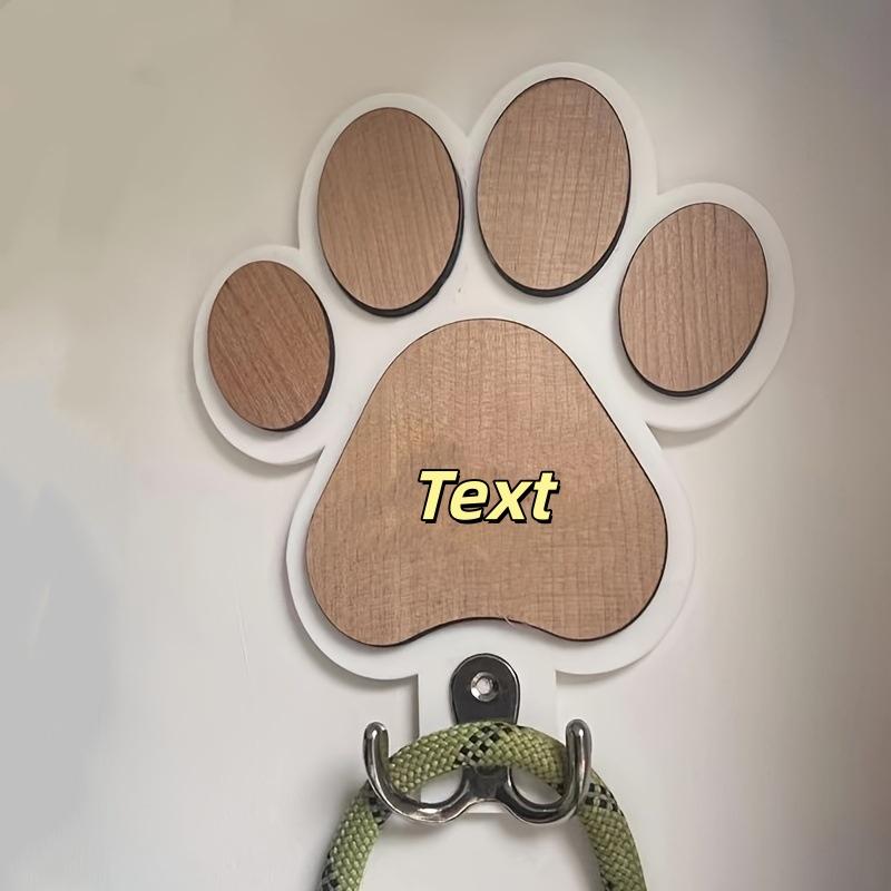 Custom Wooden Paw Print Dog Leash Hanger Wall Hook - Claw Design Coat & Collar Holder for Dog Lovers Unique Pet Gift