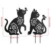 1/2Pcs Metal Cat Garden Decors Black Cat Silhouettes Outdoor Cat Stakes