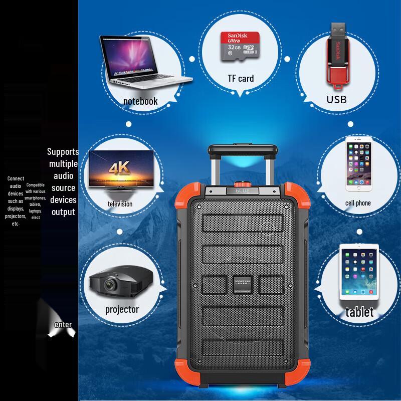 Songchuan SS6 Outdoor Trolley Speaker with Wireless Microphones CN plug (adapter included)