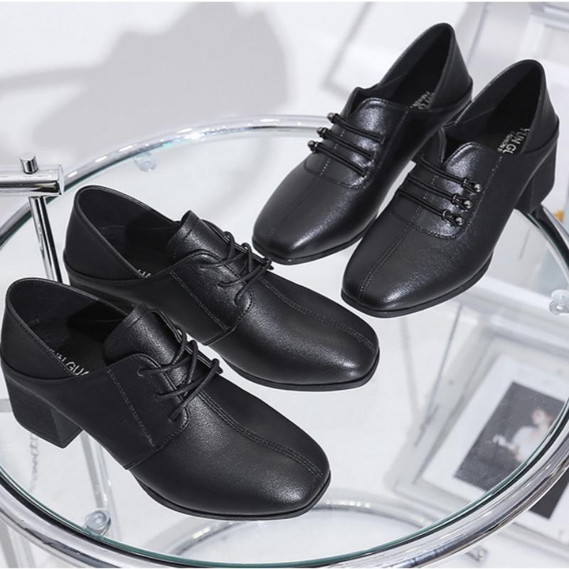 Fashionable Lace Up Lightweight And Elegant Casual Shoes For Women Spring And Summer Retro Thick And Comfortable High Heels