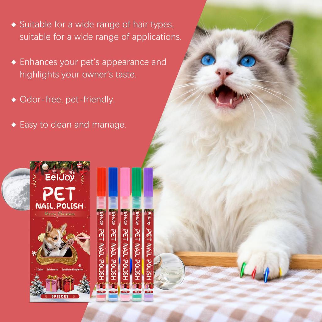5pcs EelJoy Pet Nail Polish Pens | For Dogs & Cats | Gentle Formula | Long-Lasting Nail Art | Pet Nail Polish | Pet Manicure Set