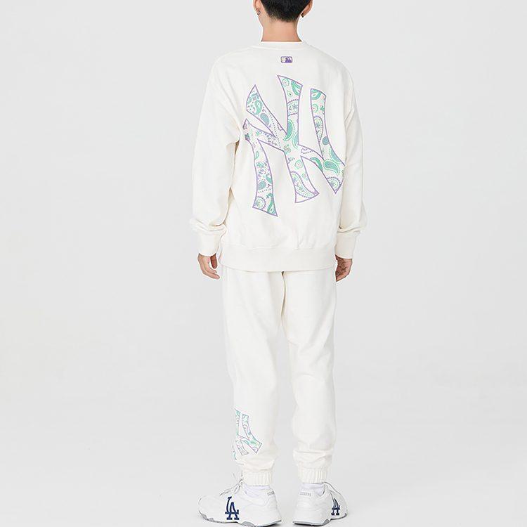 MLB Cashew Flower Sweatshirts Unisex Ecru Crew Neck Moderate Regular 3AMTI0126-50CRS