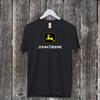 Camiseta de transporte com logo John Deere, confortável, algodão pesado, preta, tamanho 2GG