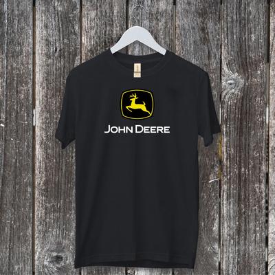 John Deere Logo Transportation T Shirt Comfortable Heavy Cotton Black Size 2XL