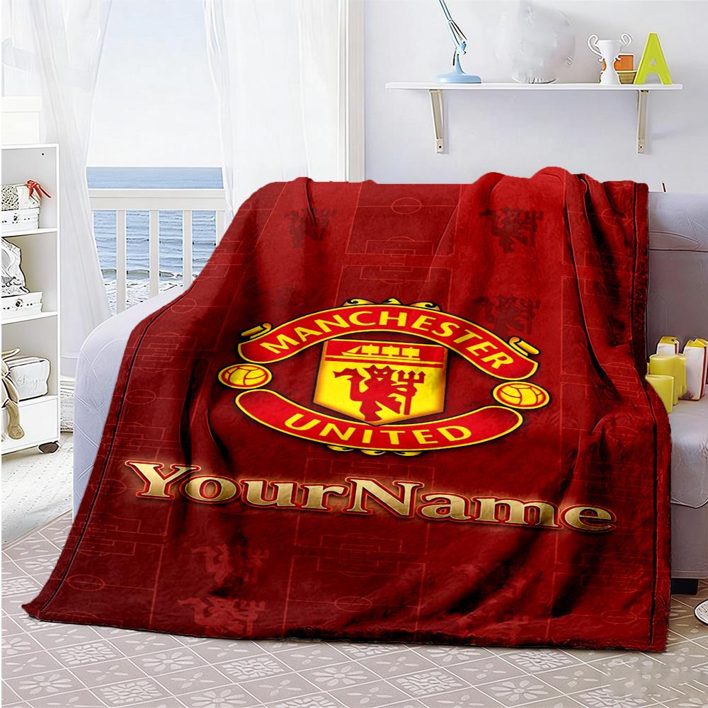 Manchester Personalized Text Blanket Multi-purpose Personalized Blanket Ultra-Soft for Chair Office Picnics Bedding All-Season Use