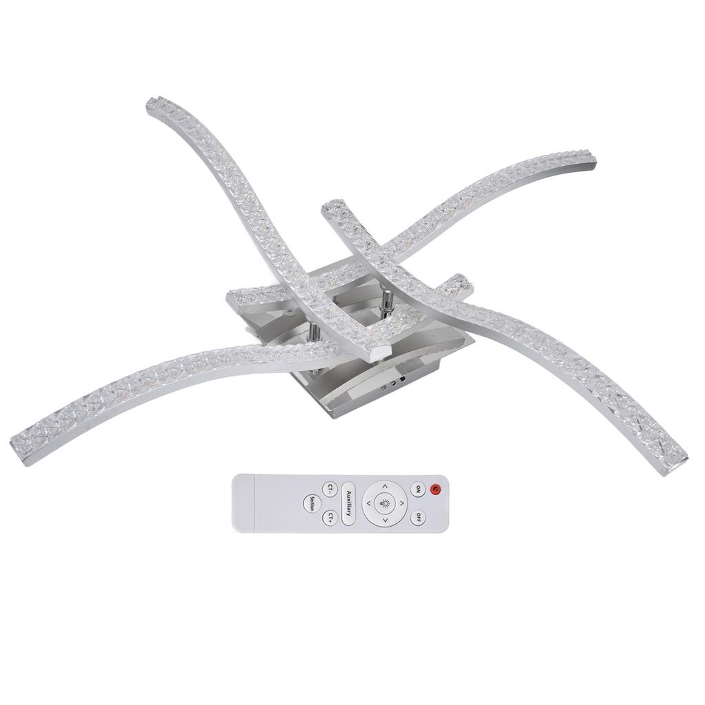 LED Ceiling Light 3 Colors Remote Control Dimmable 4 Strip Wave Shaped Ceiling Fixture AC 85?265V