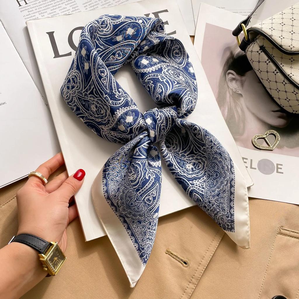 70cm Hair Print Silk Feeling Scarf For Women Fashion NeckTie Hand Bag Foulard Wrist Kerchief Shawl Wraps Hajib Lady