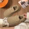 Retro velvet warm thick-soled non-slip snow boots 2024 autumn new fashion outer wear lazy one-pedal single shoes