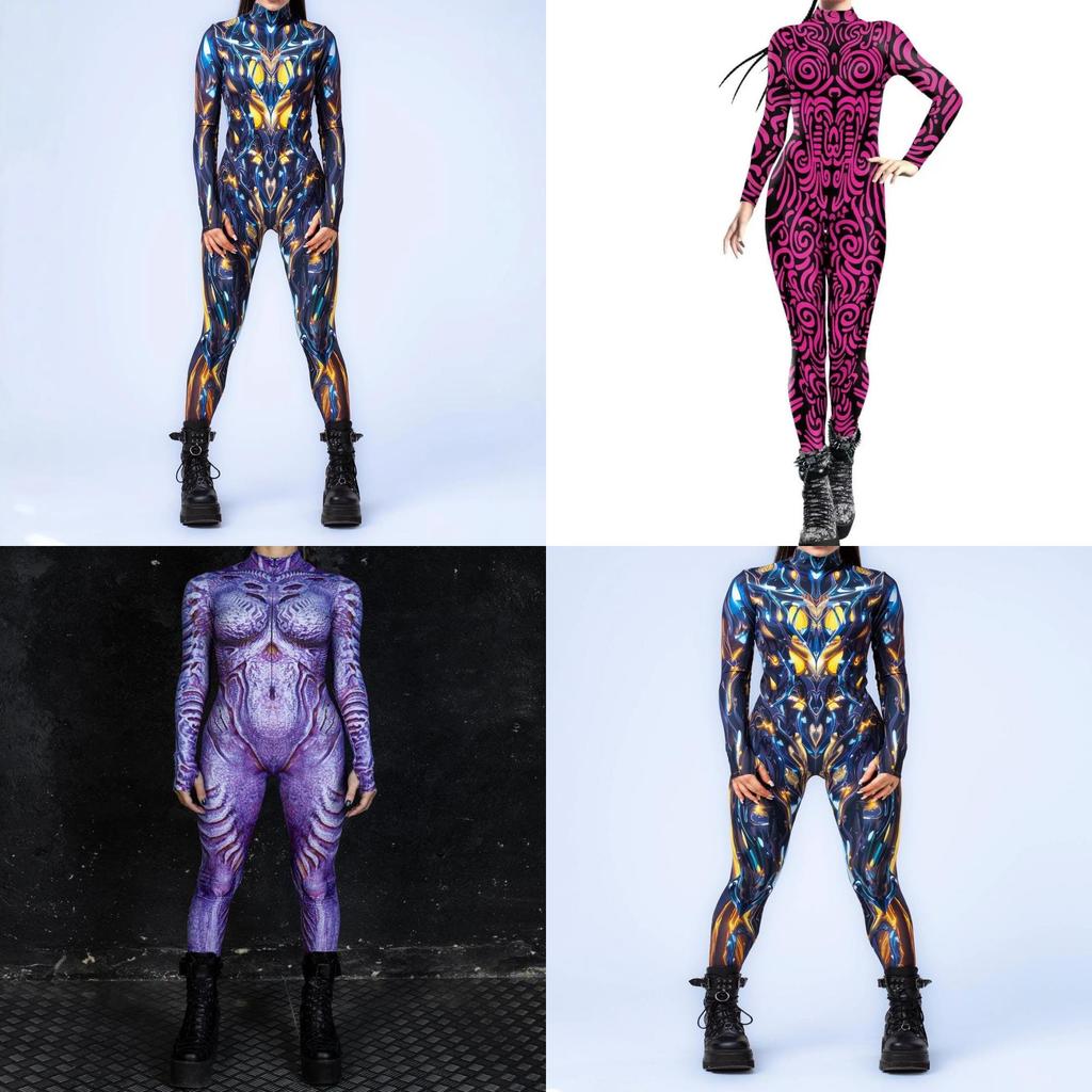 European Fantasy Halloween Costume Jumpsuit With 3d Digital Print For Cosplay Enthusiasts