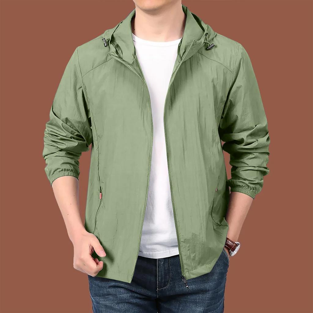 Men's Loose Casual Outdoor Large-sized Hooded Windbreaker Long-sleeved Jacket