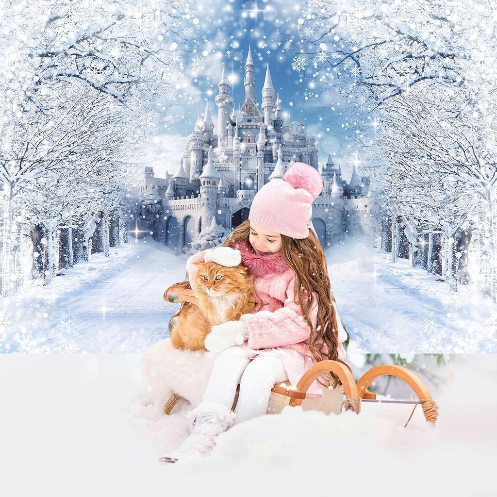 Winter Snowflake Forzen Castle Background Winter Backdrop Decorations For Photo Studio Photo Booth Christams Party