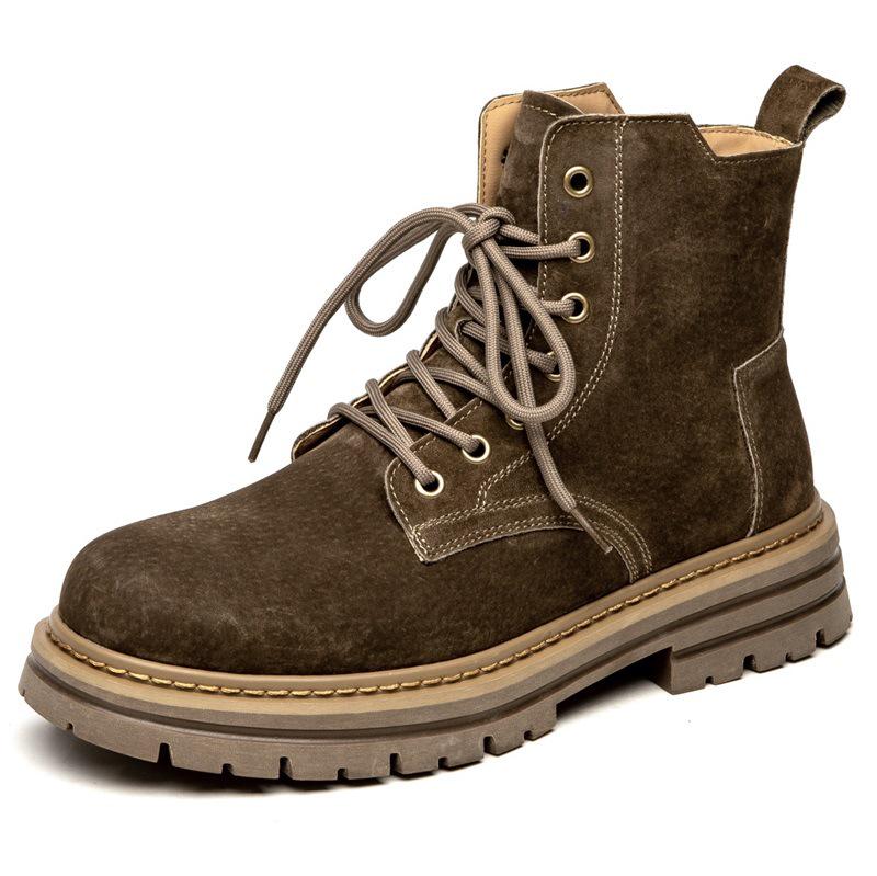 Men's Retro Korean Style Mid-Cut Zipper Leather Boots - British Trendy Design (29156)