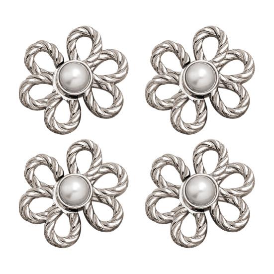 4 Pcs Flower Jeans Buttons Pant Waist Tightener Detachable Decorative Waist Buckles Adjustable No-Sew Pants Clips for Loose Jeans Pants Skirts