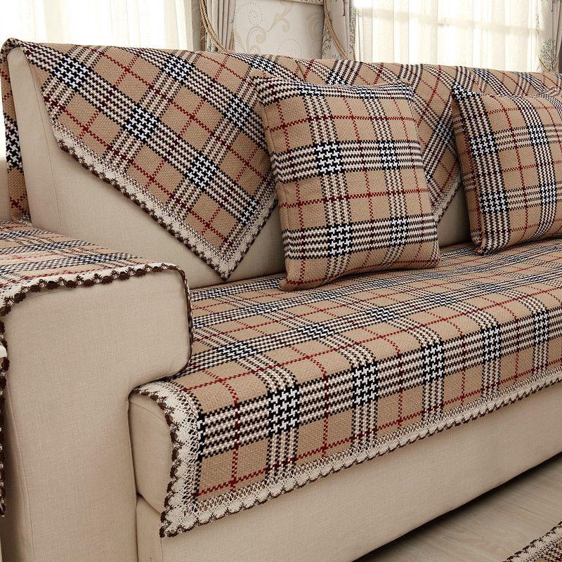 

Подушка для дивана Хлопково-льняная грубая ткань Нескользящая ткань Подушка на весь год Нейтральные Минималистичные Современные Полностью закрывающие Универсальные чехлы для дивана Brown Gran 70*70cm