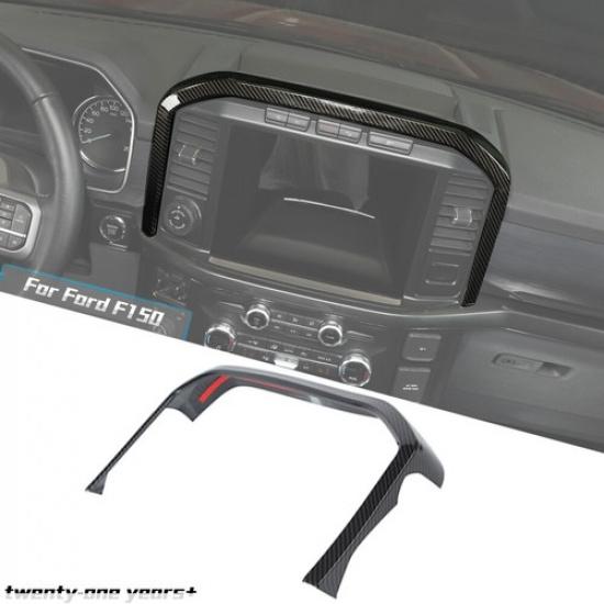 Carbon Fiber Center Console Navigation Cover Trim Frame Bezels For Ford F150 21+