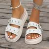 Fashion 2025 Summer Fashion Rivet Roman Flats Sandals for Women Thick Soled Open Toe Casual Slippers Outdoor Beach Sandals 35-40