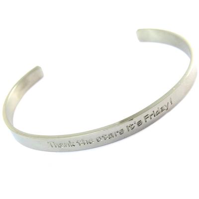 [P3919] - Handgefertigtes Stahlarmband 'Nachrichten' (Gott sei Dank - es ist Freitag ! ) silberfarben - 5 mm