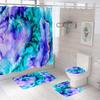 Bathroom Shower Curtain Four-piece Digital Printing Marble Waterproof Shower Curtain Toilet Partition Curtain Bath Mat