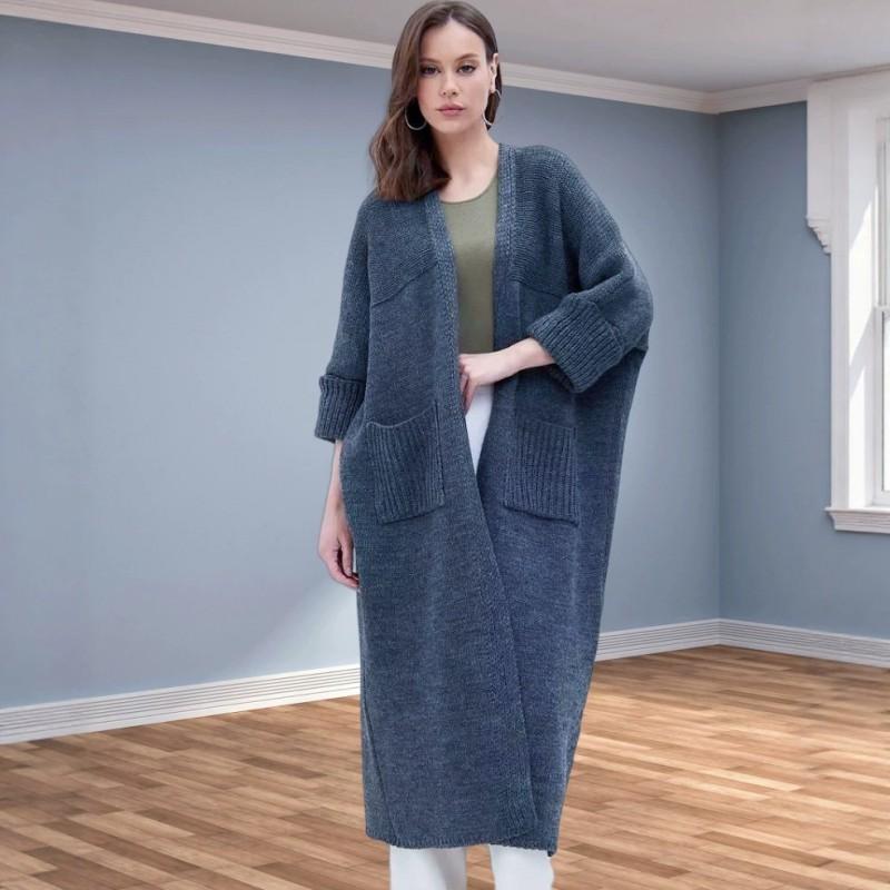 Womens Oversized Knit Cardigan Sweater Long Loose Casual V-Neck Winter Plus Size