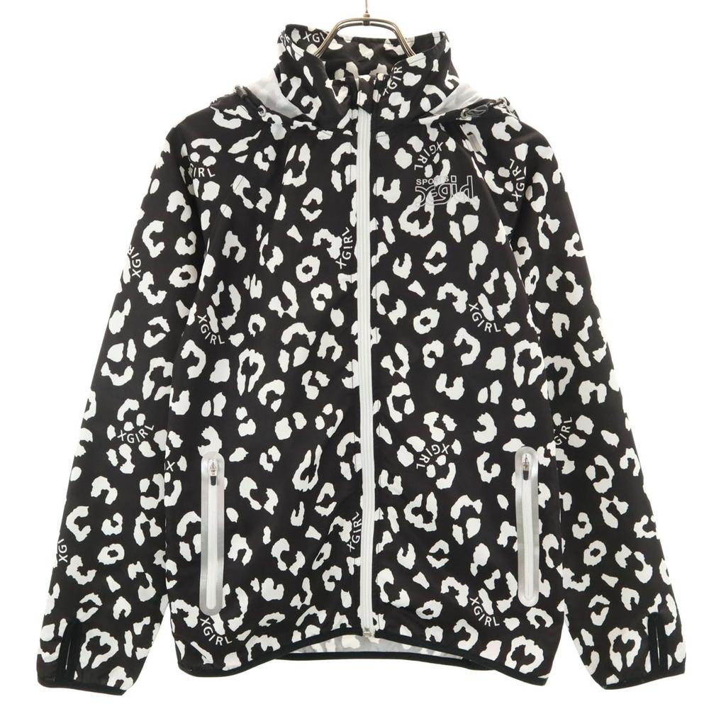 X-girl Leopard Pattern Sports Jacket S Black Leopard Pattern Women Used
