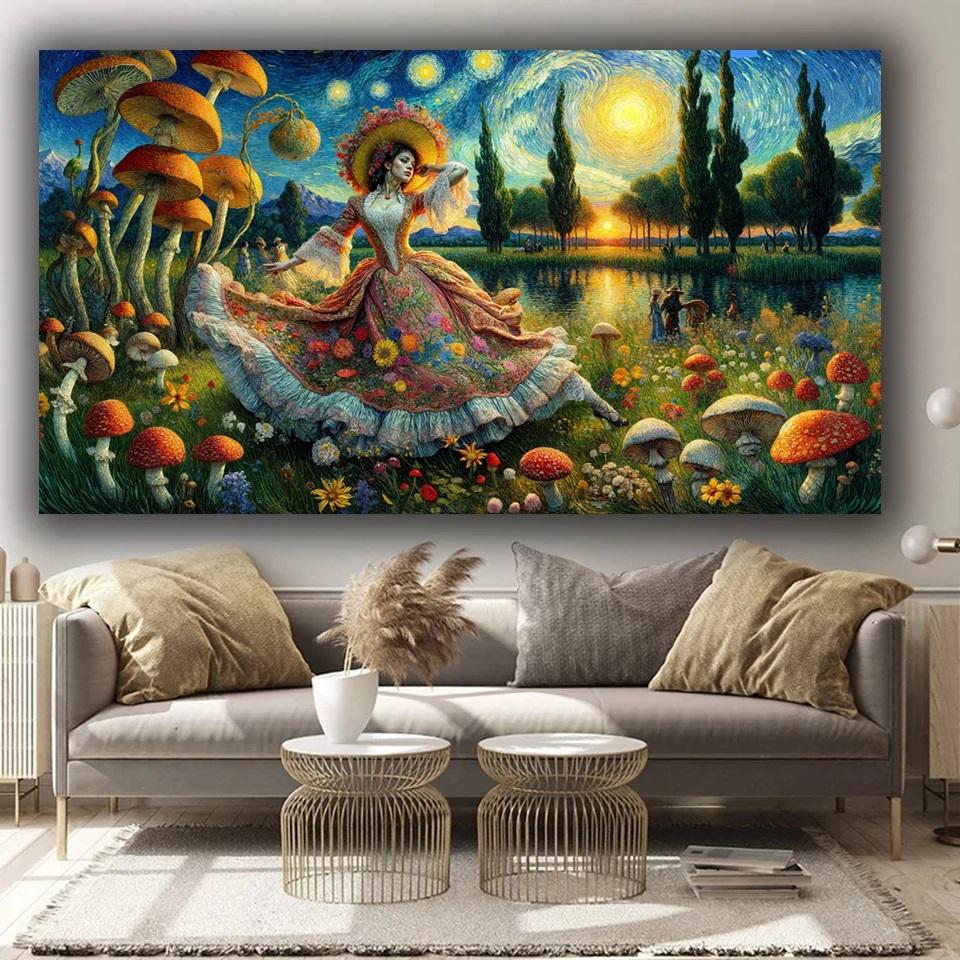 

Зачарованная Гармония в Волшебном Лесу DIY Полная Алмазная Живопись Тигр Единорог Красота Женщина Алмазная Мозаика Ювелирные Изделия Вышивка Крестом Full Round 50x100CM