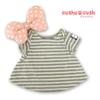 Cushu Cush Duffy and ShellieMay Plush Costume Set (4-Piece Set) In Gray Striped Design, Includes T-Shirt, Pants, Dress, and Ribbon (cds273S)
